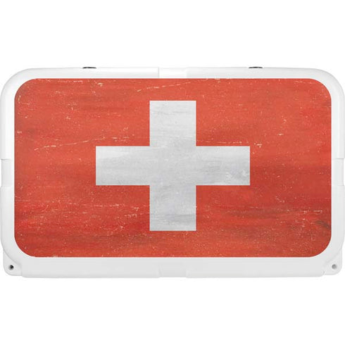 Switzerland Flag Distressed YETI Tundra 45 Hard Cooler Skin