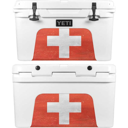 Switzerland Flag Distressed YETI Tundra 45 Hard Cooler Skin