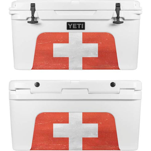 Switzerland Flag Distressed YETI Tundra 65 Hard Cooler Skin