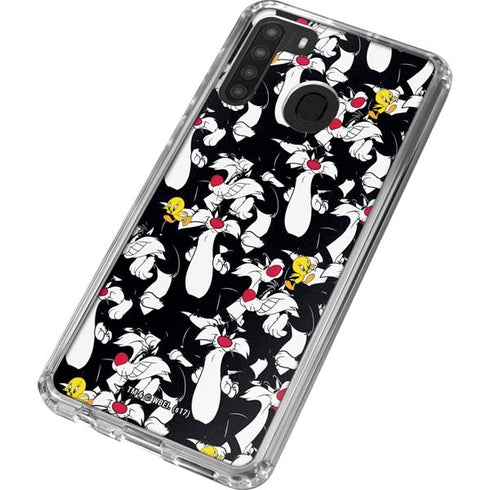 Looney Tunes Sylvester and Tweety Super Sized Galaxy A21 Clear Case