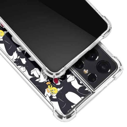 Looney Tunes Sylvester and Tweety Super Sized Galaxy S21 Ultra 5G Clear Case