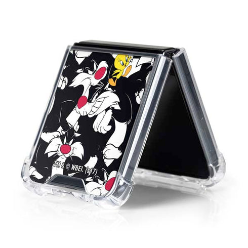Looney Tunes Sylvester and Tweety Super Sized Galaxy Z Flip5 5G Clear Case