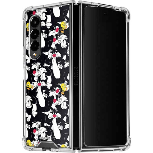 Looney Tunes Sylvester and Tweety Super Sized Galaxy Z Fold4 5G Clear Case