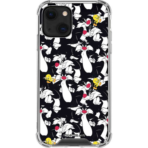 Looney Tunes Sylvester and Tweety Super Sized iPhone 13 Mini Clear Case