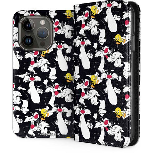 Looney Tunes Sylvester and Tweety Super Sized iPhone 15 Pro Folio Case