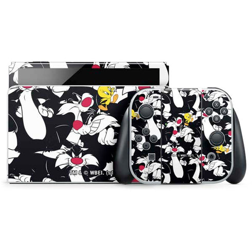 Looney Tunes Sylvester and Tweety Super Sized Nintendo Switch OLED (2021) Skin