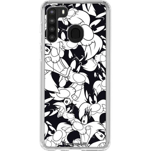 Looney Tunes Sylvester Super Sized Pattern Galaxy A21 Clear Case