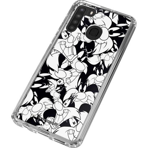 Looney Tunes Sylvester Super Sized Pattern Galaxy A21 Clear Case