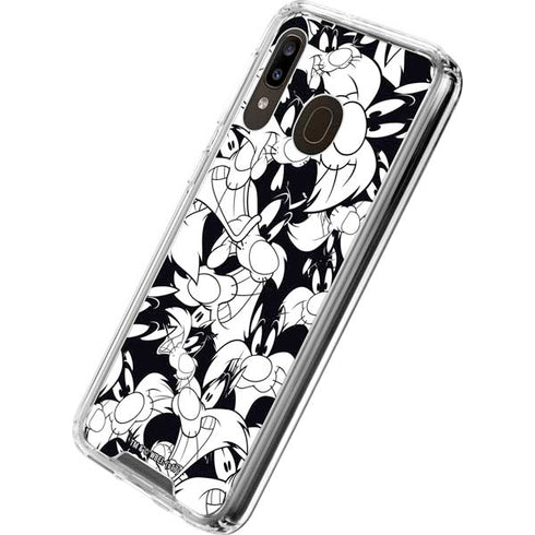 Looney Tunes Sylvester Super Sized Pattern Galaxy A30 Clear Case