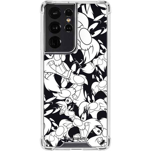 Looney Tunes Sylvester Super Sized Pattern Galaxy S21 Ultra 5G Clear Case