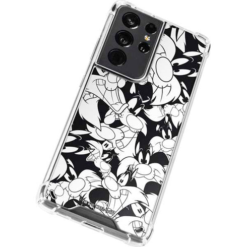 Looney Tunes Sylvester Super Sized Pattern Galaxy S21 Ultra 5G Clear Case
