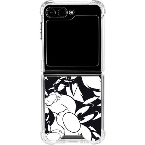Looney Tunes Sylvester Super Sized Pattern Galaxy Z Flip5 5G Clear Case
