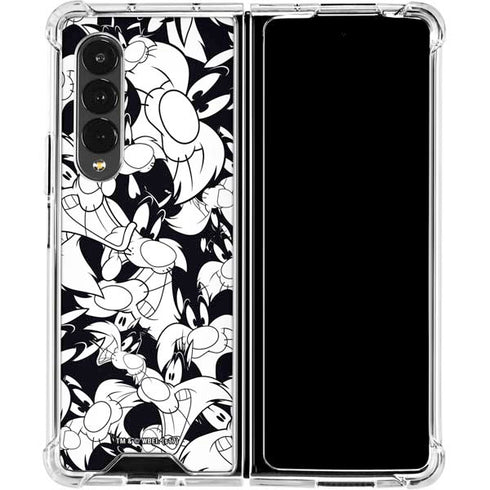 Looney Tunes Sylvester Super Sized Pattern Galaxy Z Fold4 5G Clear Case