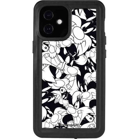 Looney Tunes Sylvester Super Sized Pattern iPhone 12 Mini Waterproof Case