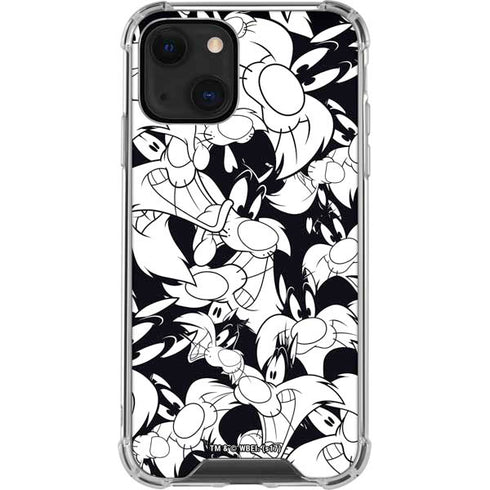 Looney Tunes Sylvester Super Sized Pattern iPhone 13 Mini Clear Case