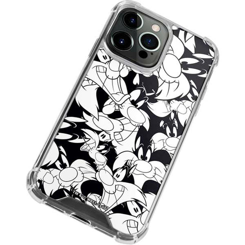Looney Tunes Sylvester Super Sized Pattern iPhone 13 Pro Max Clear Case