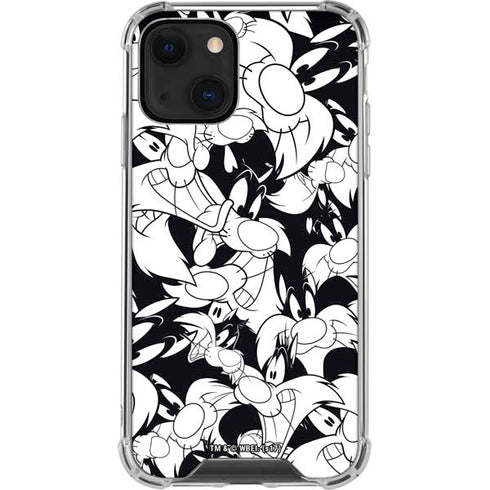 Looney Tunes Sylvester Super Sized Pattern iPhone 15 Plus Clear Case