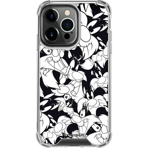 Looney Tunes Sylvester Super Sized Pattern iPhone 14 Pro Clear Case