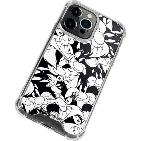 Looney Tunes Sylvester Super Sized Pattern iPhone 14 Pro Clear Case