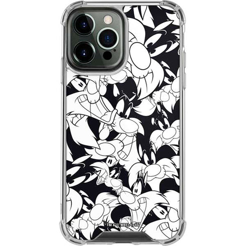 Looney Tunes Sylvester Super Sized Pattern iPhone 15 Pro Max Clear Case