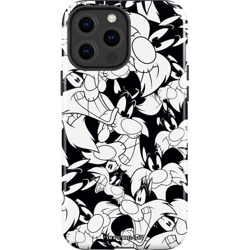 Looney Tunes Sylvester Super Sized Pattern iPhone 14 Pro Max Impact Case