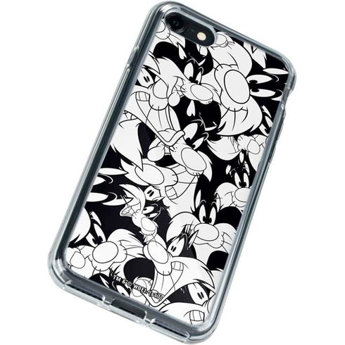 Looney Tunes Sylvester Super Sized Pattern iPhone SE (2nd & 3rd Gen) Clear Case