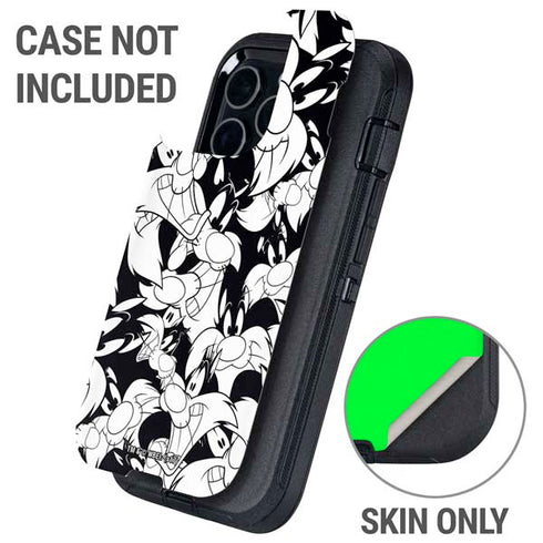 Looney Tunes Sylvester Super Sized Pattern Otterbox Defender iPhone Skin