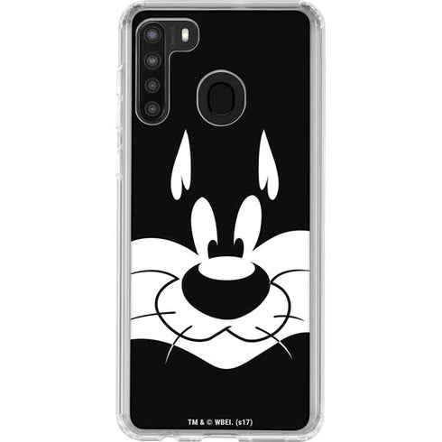 Looney Tunes Sylvester the Cat Black and White Galaxy A21 Clear Case