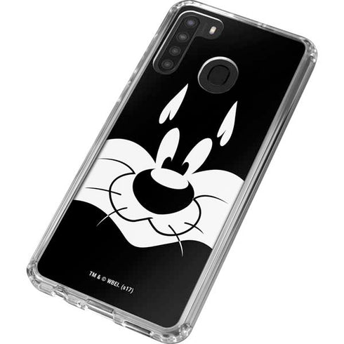 Looney Tunes Sylvester the Cat Black and White Galaxy A21 Clear Case