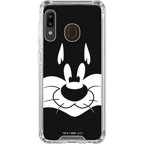 Looney Tunes Sylvester the Cat Black and White Galaxy A30 Clear Case