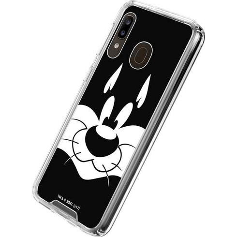 Looney Tunes Sylvester the Cat Black and White Galaxy A30 Clear Case