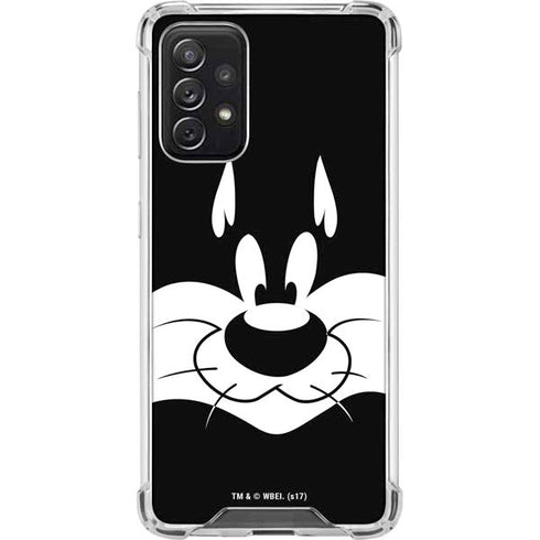 Looney Tunes Sylvester the Cat Black and White Galaxy A72 5G Clear Case