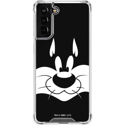 Looney Tunes Sylvester the Cat Black and White Galaxy S21 FE Clear Case