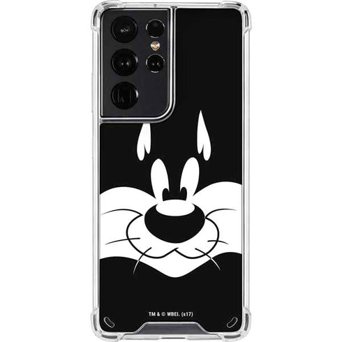 Looney Tunes Sylvester the Cat Black and White Galaxy S21 Ultra 5G Clear Case