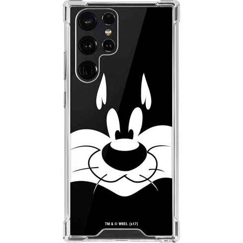 Looney Tunes Sylvester the Cat Black and White Galaxy S22 Ultra Clear Case