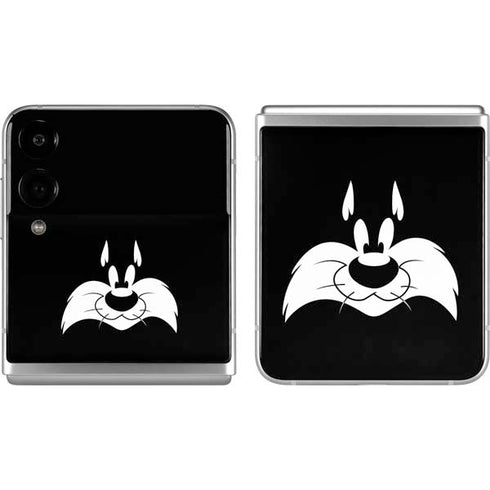 Looney Tunes Sylvester the Cat Black and White Galaxy Z Flip4 5G Skin