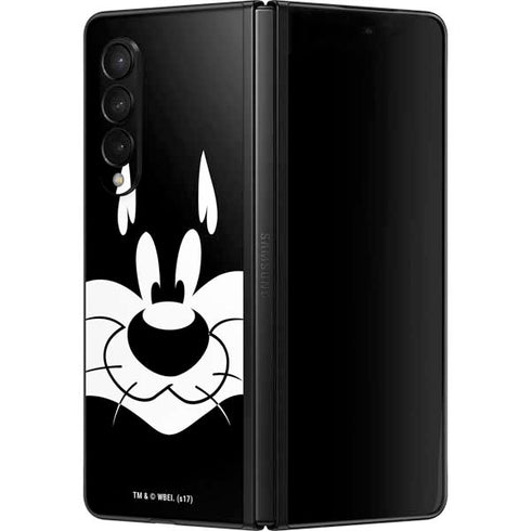 Looney Tunes Sylvester the Cat Black and White Galaxy Z Fold3 5G Skin