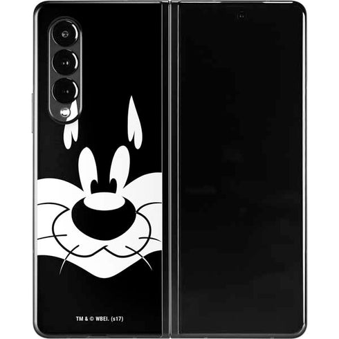 Looney Tunes Sylvester the Cat Black and White Galaxy Z Fold3 5G Skin