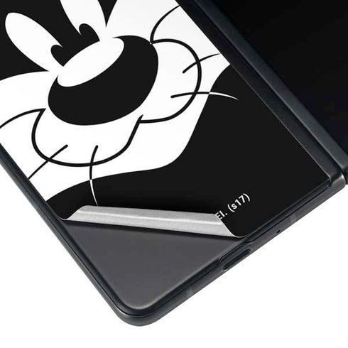 Looney Tunes Sylvester the Cat Black and White Galaxy Z Fold3 5G Skin