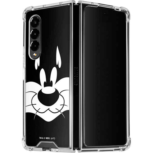 Looney Tunes Sylvester the Cat Black and White Galaxy Z Fold4 5G Clear Case