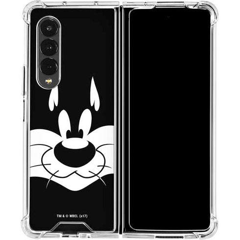 Looney Tunes Sylvester the Cat Black and White Galaxy Z Fold4 5G Clear Case