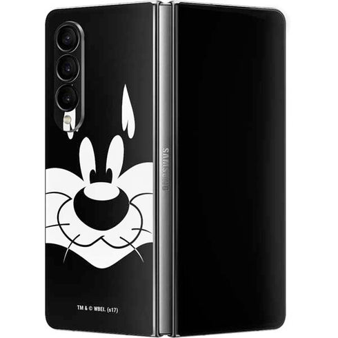 Looney Tunes Sylvester the Cat Black and White Galaxy Z Fold4 5G Skin