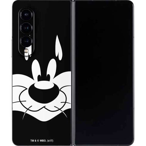 Looney Tunes Sylvester the Cat Black and White Galaxy Z Fold4 5G Skin