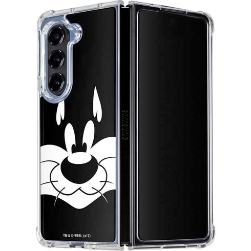 Looney Tunes Sylvester the Cat Black and White Galaxy Z Fold5 5G Clear Case