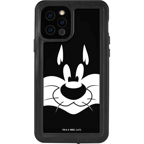 Looney Tunes Sylvester the Cat Black and White iPhone 12 Pro Waterproof Case