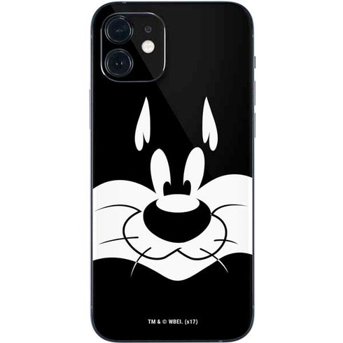 Looney Tunes Sylvester the Cat Black and White iPhone 12 Skin