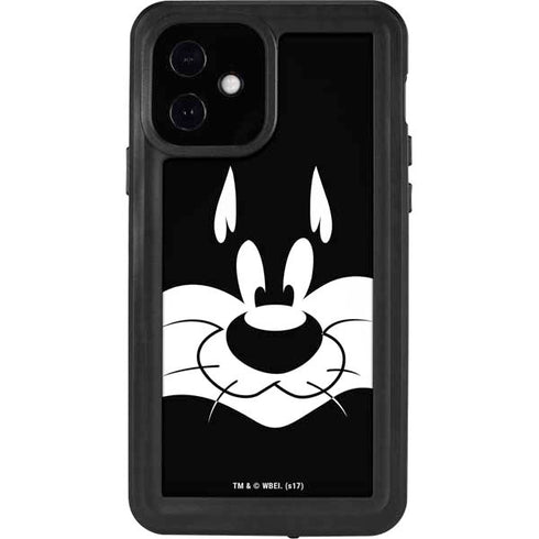 Looney Tunes Sylvester the Cat Black and White iPhone 12 Waterproof Case