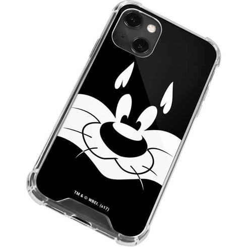 Looney Tunes Sylvester the Cat Black and White iPhone 14 Plus Clear Case