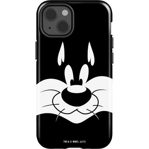 Looney Tunes Sylvester the Cat Black and White iPhone 15 Impact Case