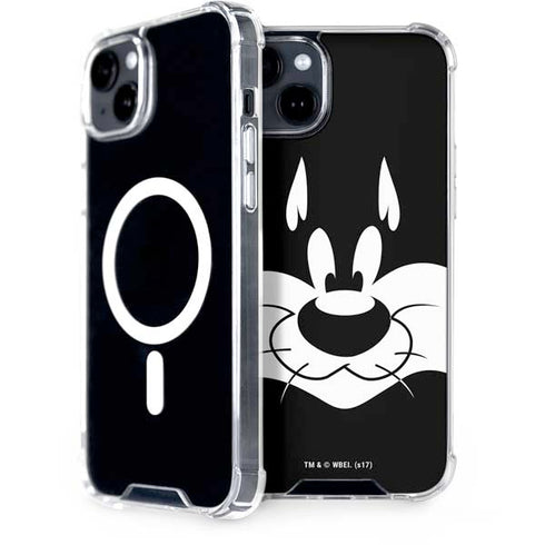 Looney Tunes Sylvester the Cat Black and White iPhone 15 Plus MagSafe Case